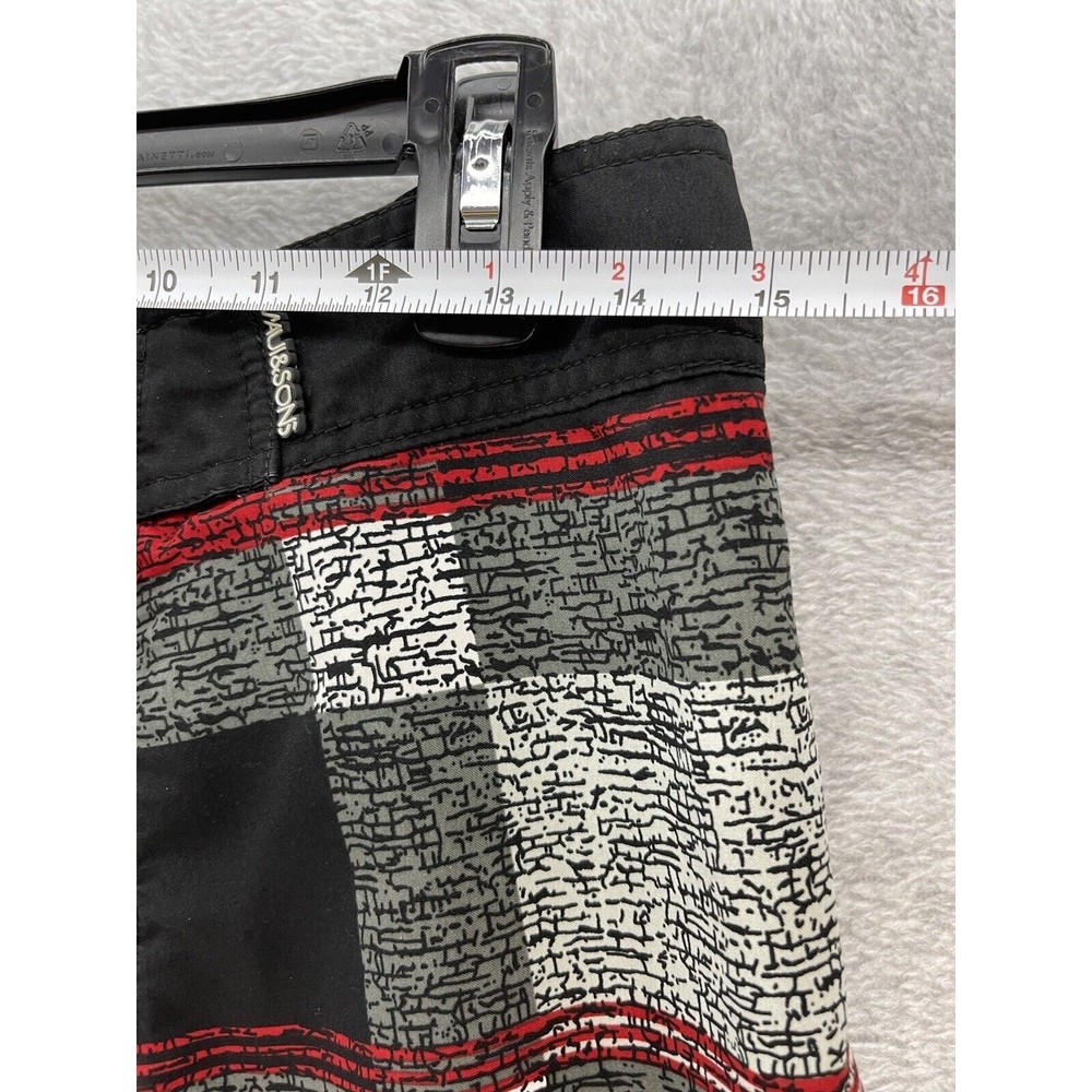 Maui and Sons Men's Board Shorts Red Black Check Size Small - Picture 10 of 10